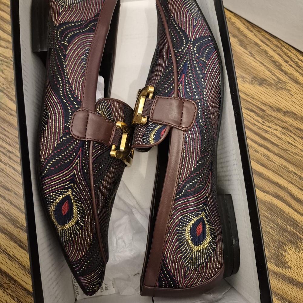 Bellini Peacock Pattern Flats - Brown and Gold - Picture 3 of 7